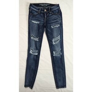 American Eagle Stretch Super Low Jegging Jeans Womens 4 Dark Wash